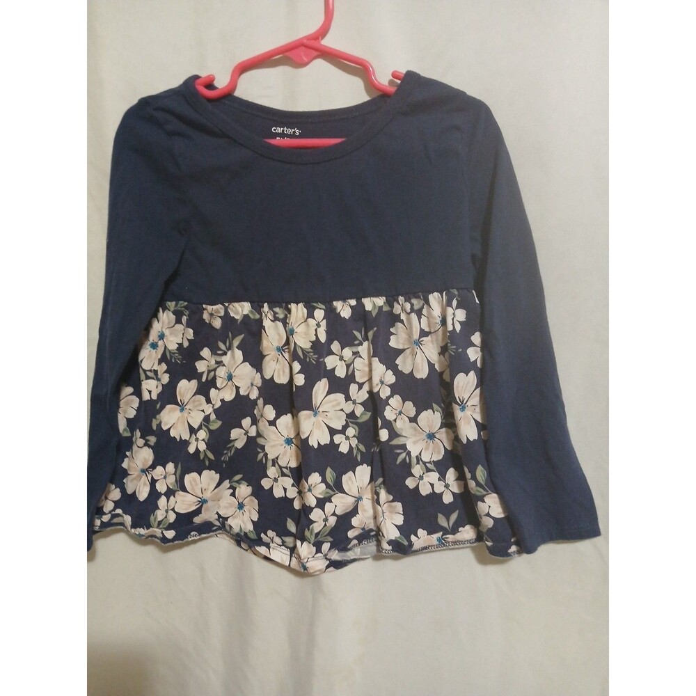 Carters Shirt Size 5t Blue Flower Long Sleeve